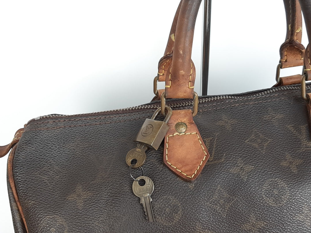 Louis Vuitton Speedy 35 Monogram Boston Hand Bag Purse SA821 Padlock Key1