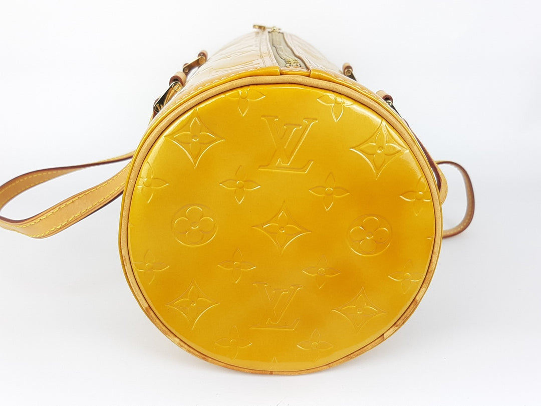 Louis Vuitton Vernis Bedford Hand Bag M91006 Monogram Yellow TH09394