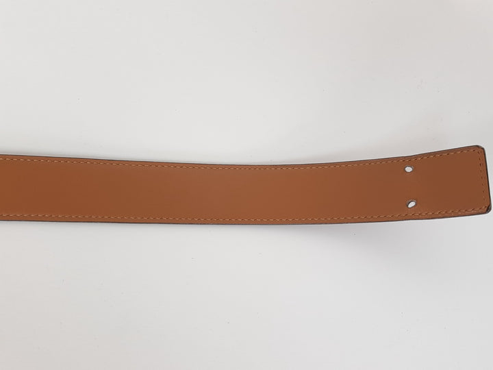 HERMES Constance H Buckle Belt Reversible Leather Red Brown Silver Size 658