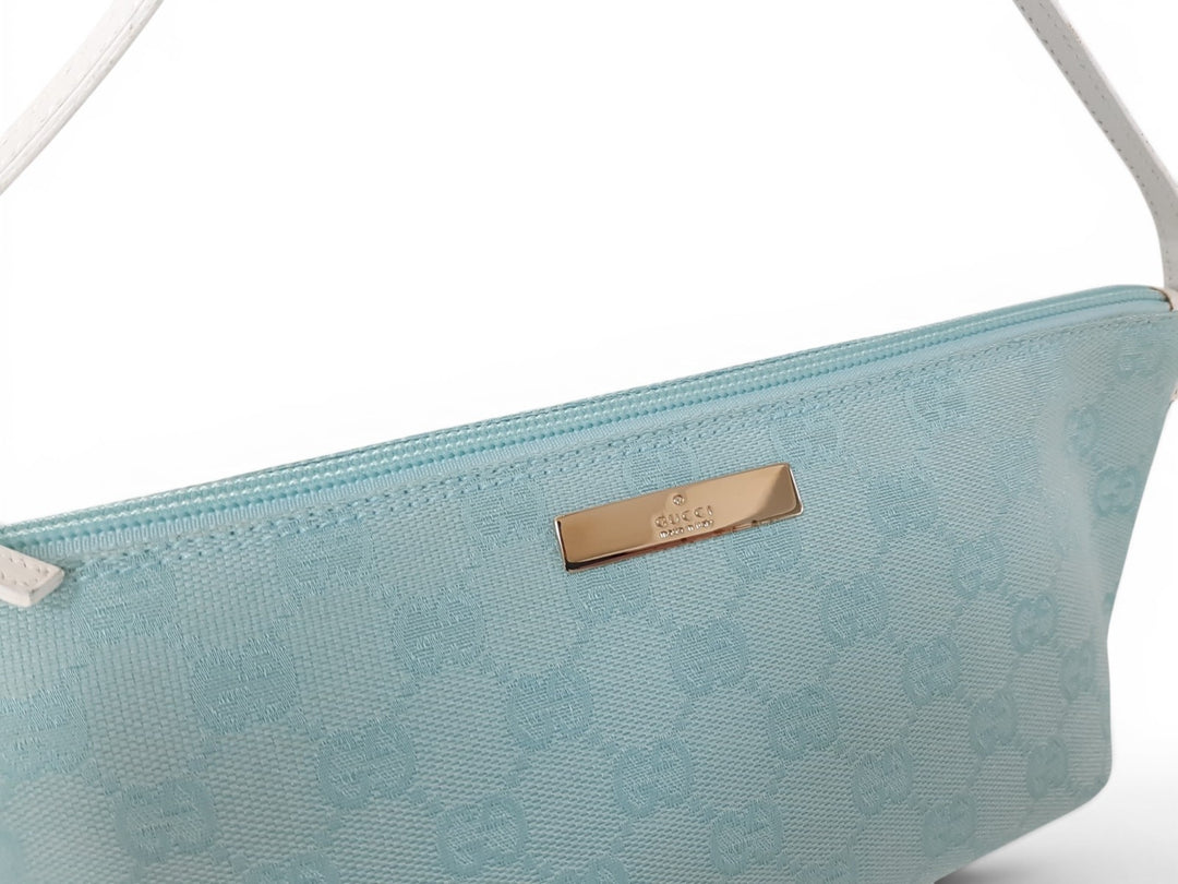 Gucci Bag Accessory Pouch Purse GG Canvas Blue White Gold Hardware2