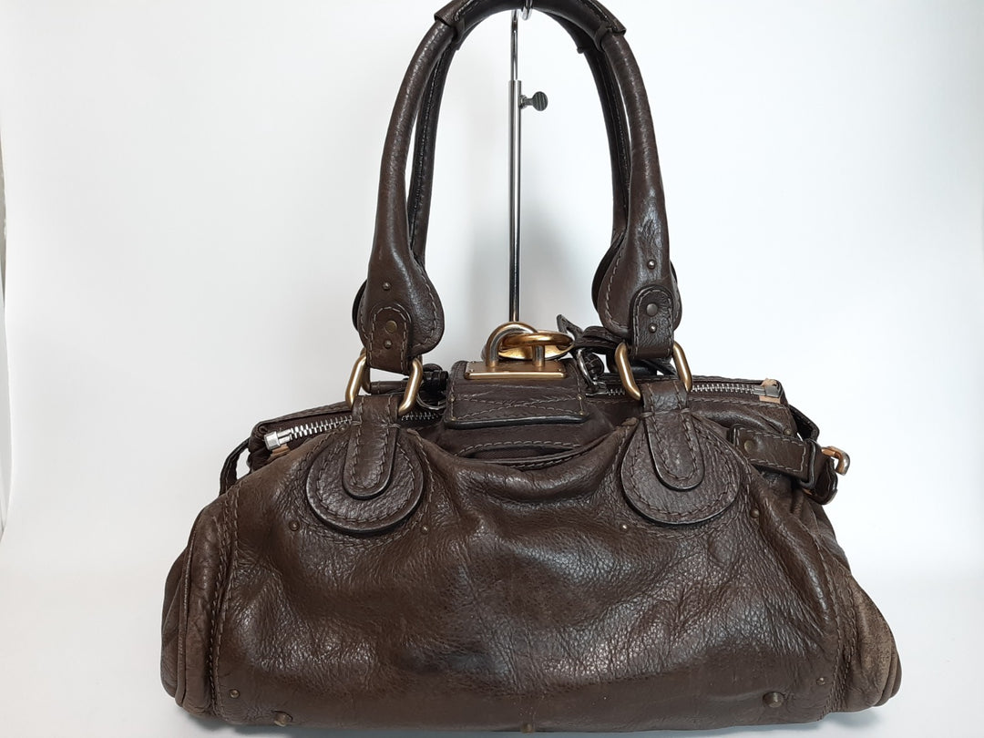 Chloe Paddington Dark Brown Glod Padlock Key Women's Hand Shoulder Bag4