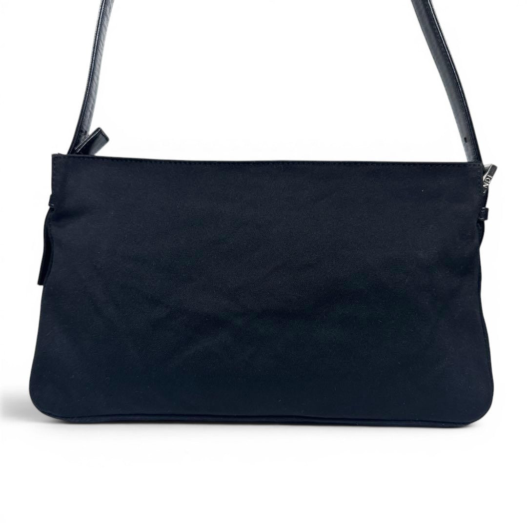 FENDI Zucca Mamma Baguette Shoulder Hand Bag Cotton Leather Black3