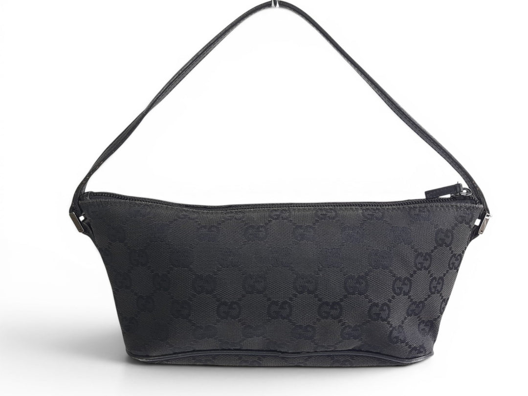 Gucci Bag Accessory Pouch Purse GG Canvas Black Silver Hardware2