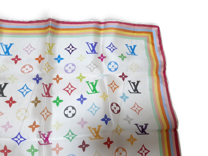 Louis Vuitton Multicolor Scarf Monogram White Takashi Murakami Box8