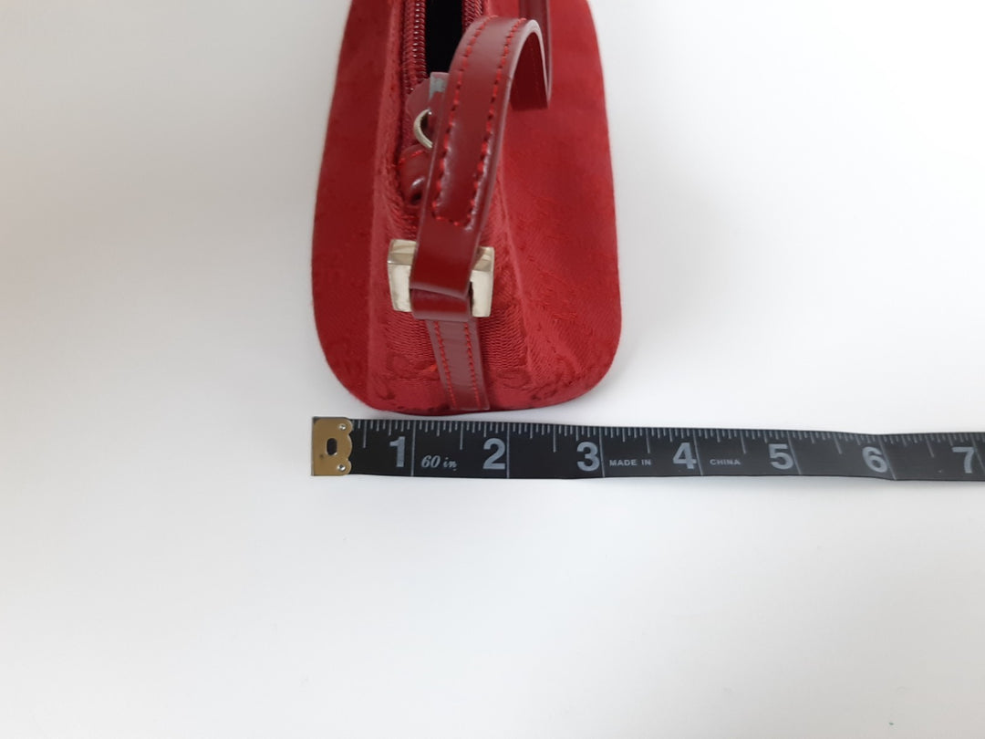Gucci Bag Accessory Pouch Purse GG Canvas Red Silver Hardware9