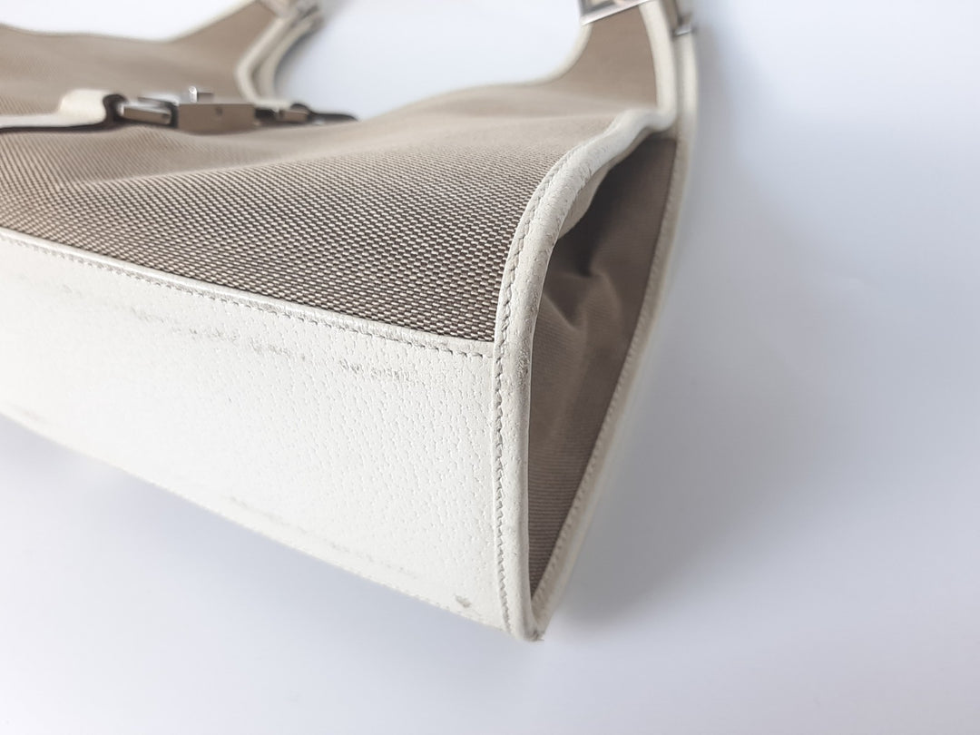 Gucci Jackie GG Canvas Handbag One Shoulder Tote Bag Beige Brown Silver Hardware10