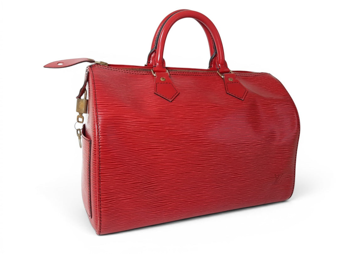 Louis Vuitton Handbag Speedy 30 M43007 Epi Red Boston Bag VI0932 Padlock Key0