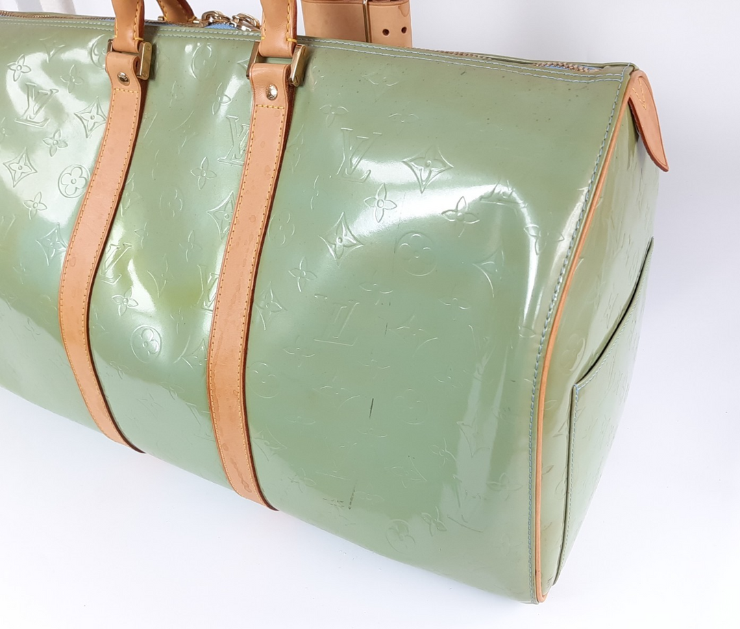 Louis Vuitton Vernis Mercer Boston Hand Bag Light Green M91001 BA09198