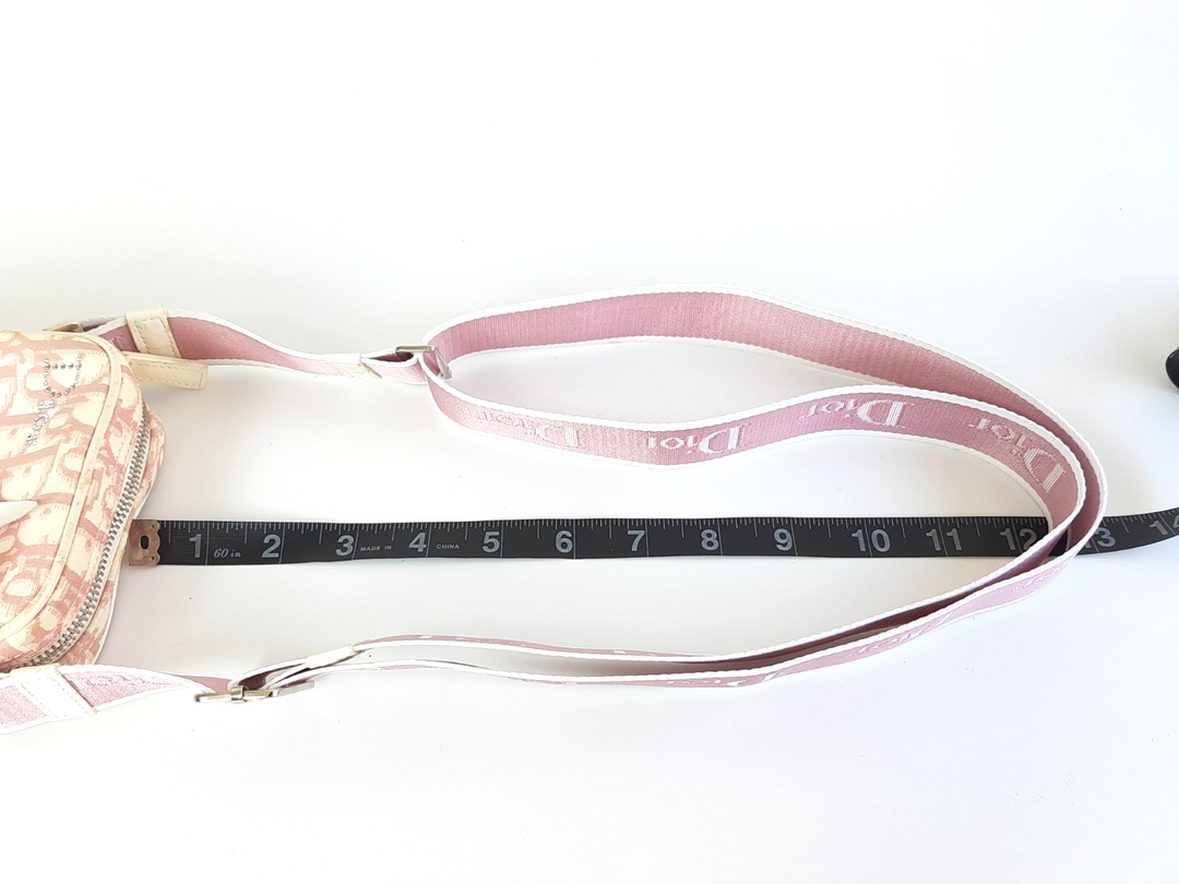 Christian Dior Trotter Canvas Shoulder Bag Pink Silver Shoulder Strap16