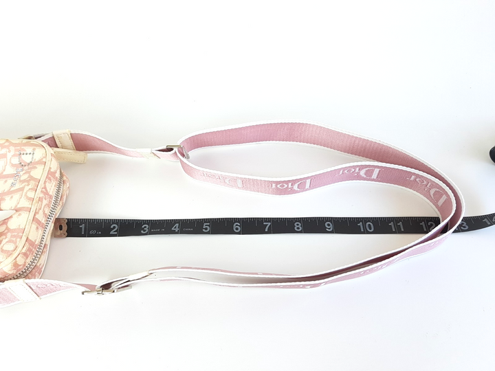 Christian Dior Trotter Canvas Shoulder Bag Pink Silver Shoulder Strap16