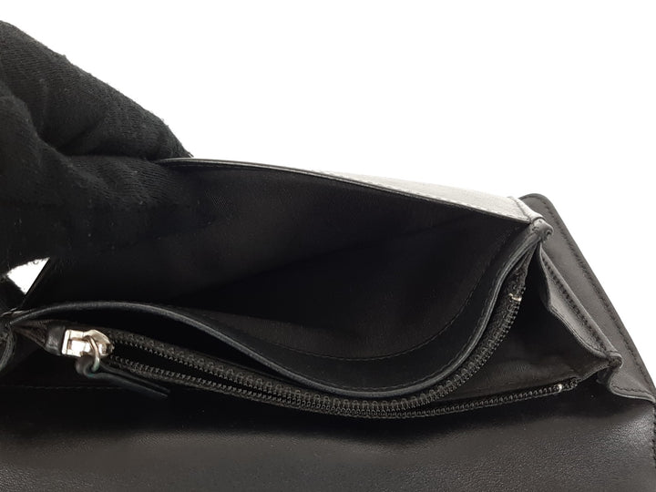 CHANEL CC Logo Black Leather Bifold Long Wallet Silver Hardware with Box7