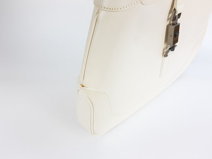 Gucci Jackie GG Canvas Handbag One Shoulder Tote Bag White Silver Hardware7