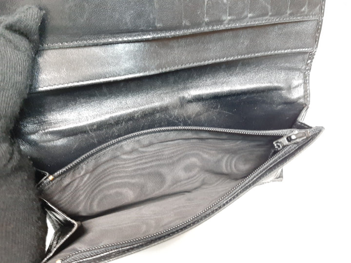 Chanel Patent Leather Long Wallet Black CC Logo Silver12