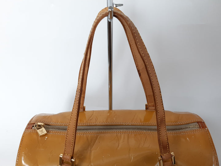 Louis Vuitton Vernis Bedford Hand Bag M91006 Vernis Monogram Yellow VI09193