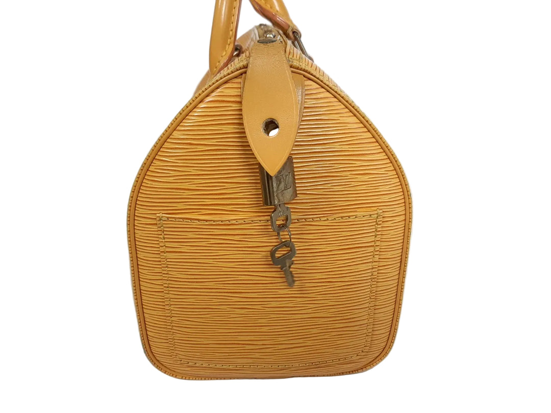 Louis Vuitton Handbag Speedy 25 Epi Leather M43019 Yellow Boston VI1914 Padlock3