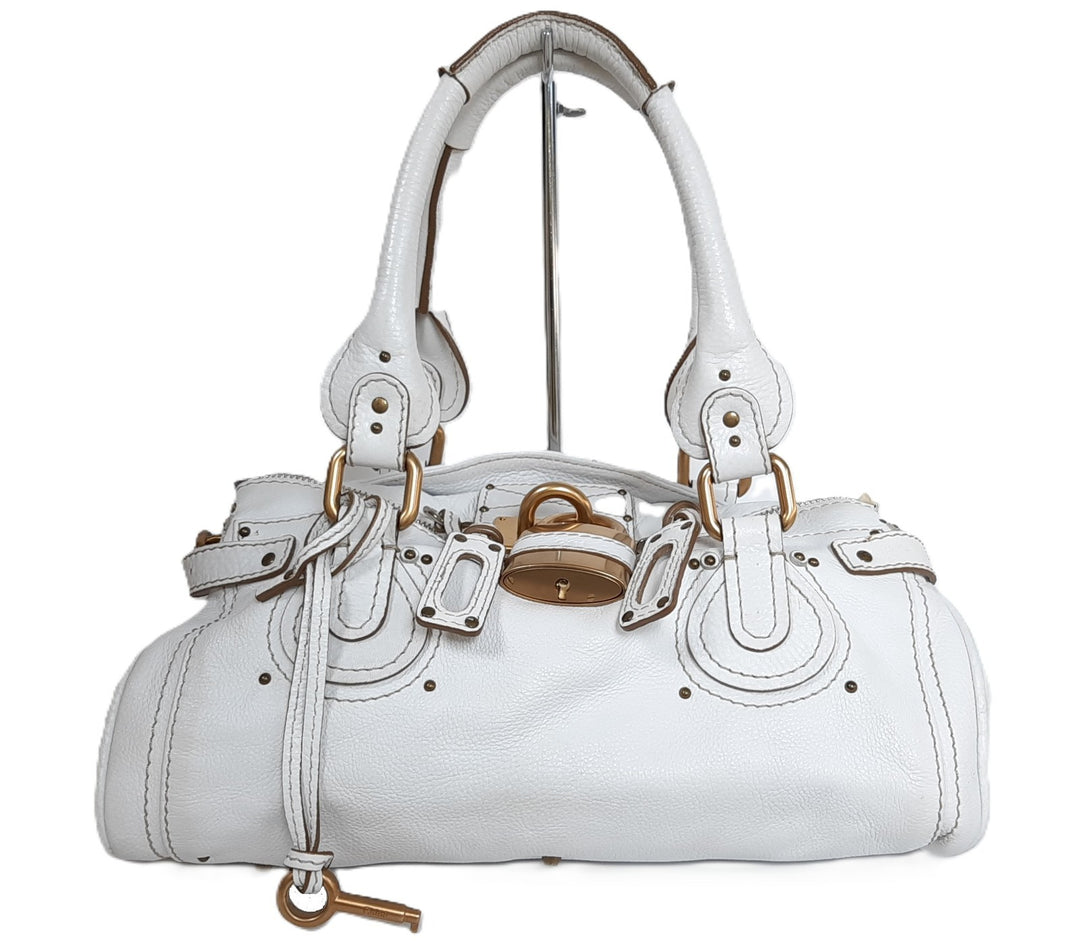 Chloe Paddington White Glod Padlock Key Women's Hand Shoulder Bag0