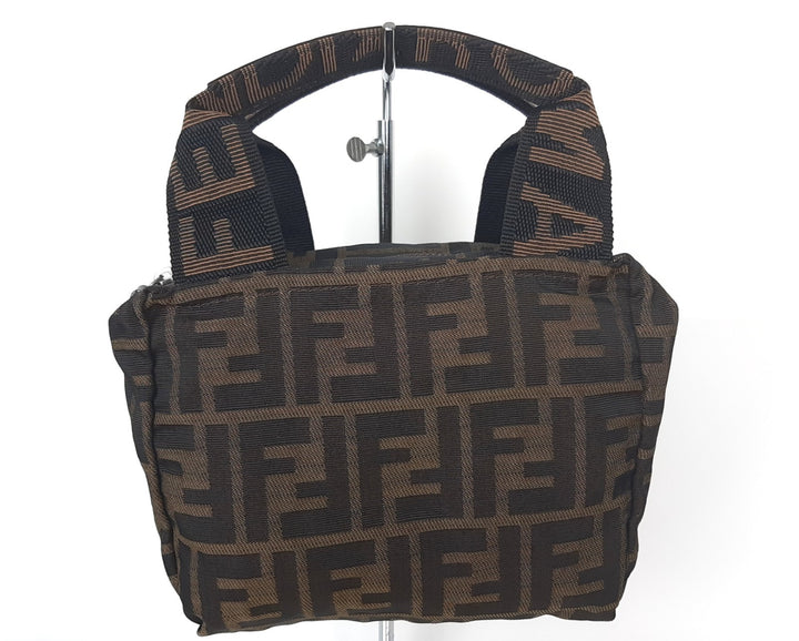 Fendi Zucca Mamma Baguette Brown Hand Bag Pouch Gold Hardware Canvas Leather0