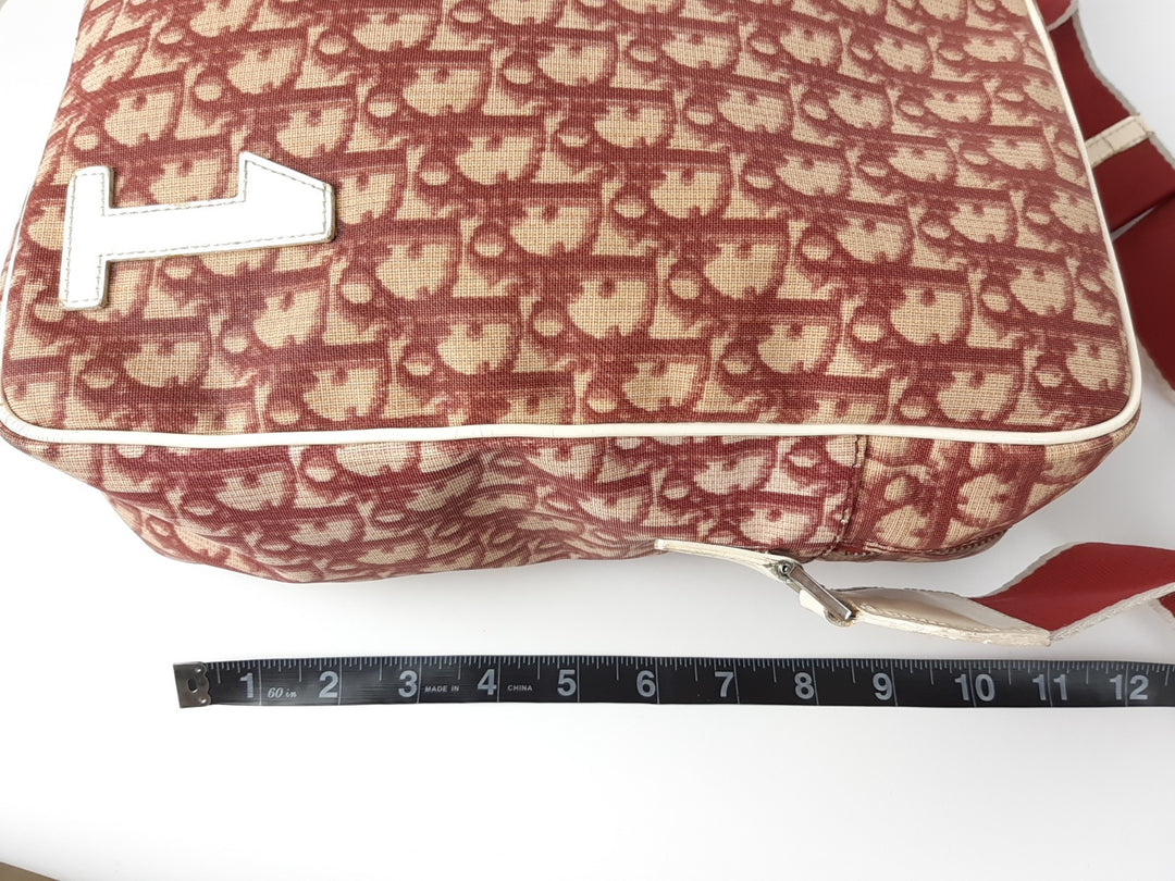 Christian Dior Trotter Canvas Pouch Shoulder Bag Red White No 1 Long Strap10
