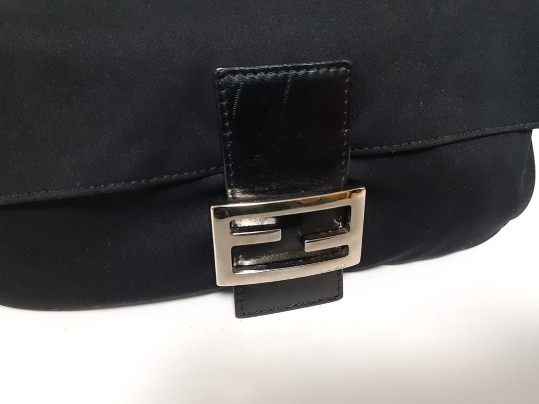 FENDI Zucca Mamma Baguette Shoulder Hand Bag Canvas Leather Black1