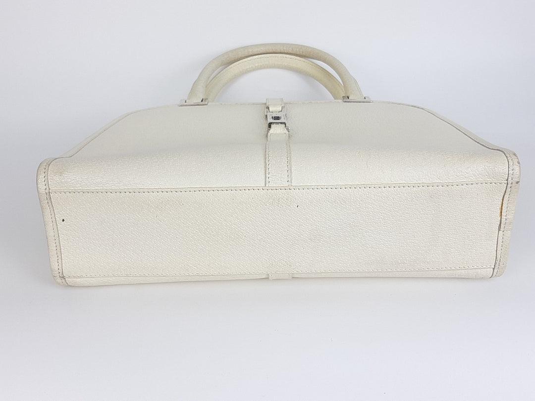 Gucci Jackie GG Canvas Handbag One Shoulder Tote Bag White Silver Hardware5