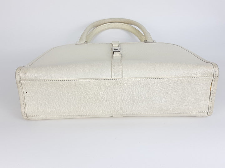 Gucci Jackie GG Canvas Handbag One Shoulder Tote Bag White Silver Hardware5
