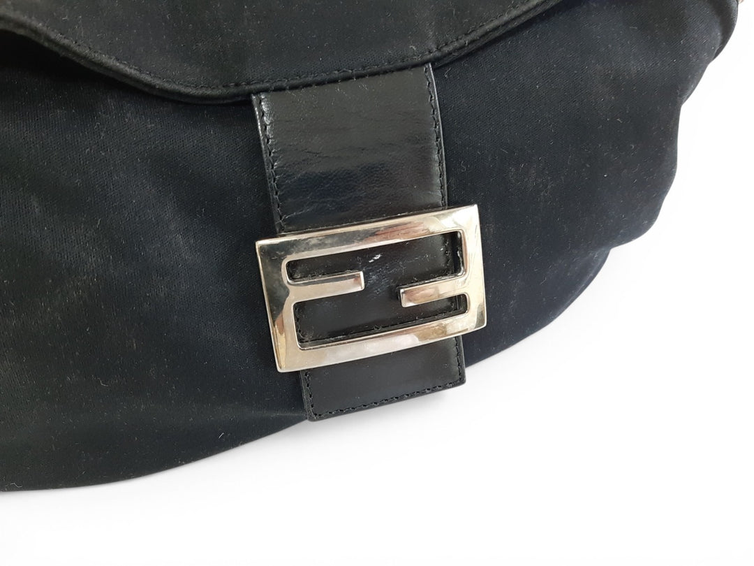 FENDI Zucca Mamma Baguette Shoulder Hand Bag Canvas Leather Black5