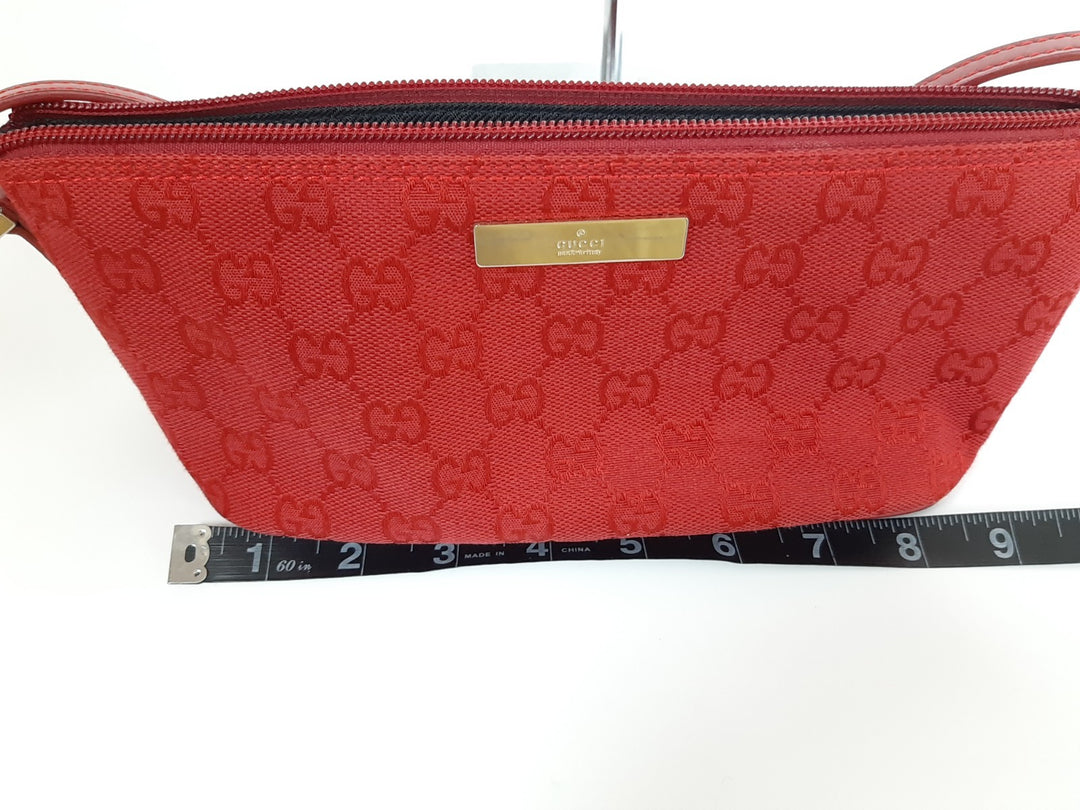 Gucci Bag Accessory Pouch Purse GG Canvas Red Silver Hardware10