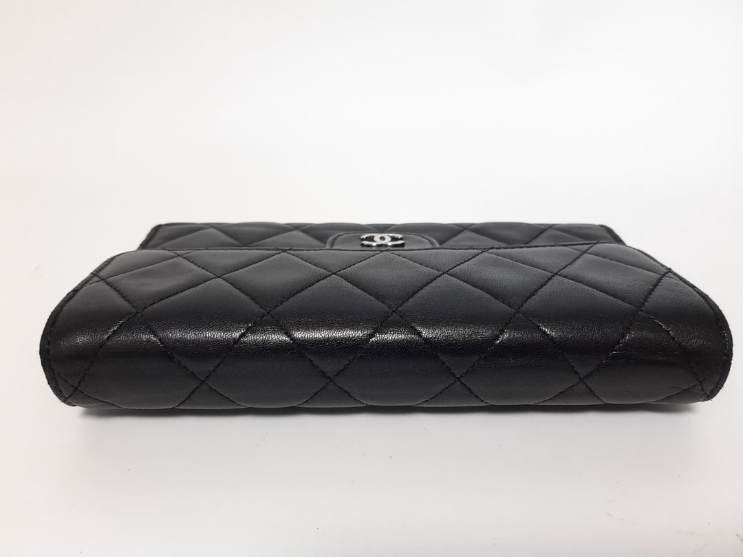CHANEL Matelasse Long Wallet Leather Black With Box Guarantee Card6