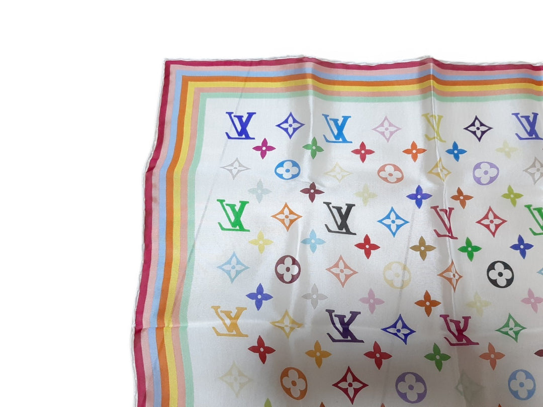 Louis Vuitton Multicolor Scarf Monogram White Takashi Murakami Box7