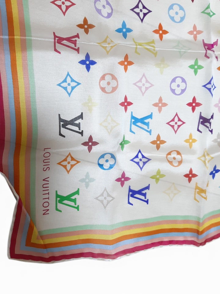 Louis Vuitton Multicolor Scarf Monogram White Takashi Murakami Box6