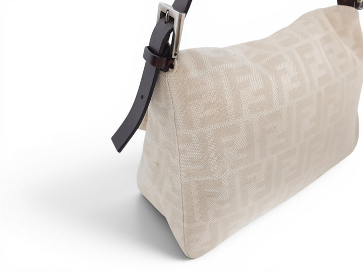 FENDI Zucca Mamma Baguette Shoulder Hand Bag Canvas Leather Beige4