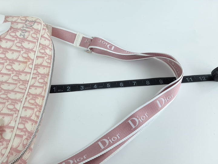 Christian Dior Trotter Canvas Shoulder Bag Pink Silver Shoulder Strap15