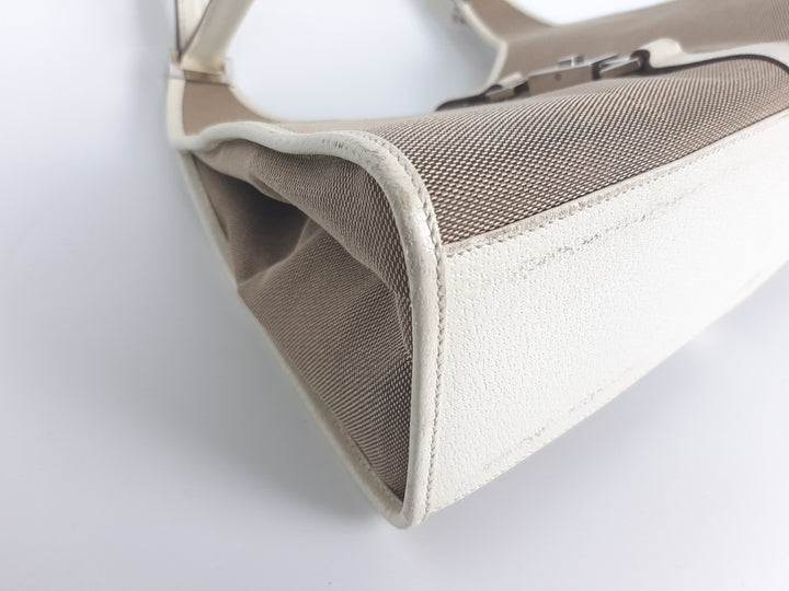 Gucci Jackie GG Canvas Handbag One Shoulder Tote Bag Beige Brown Silver Hardware9