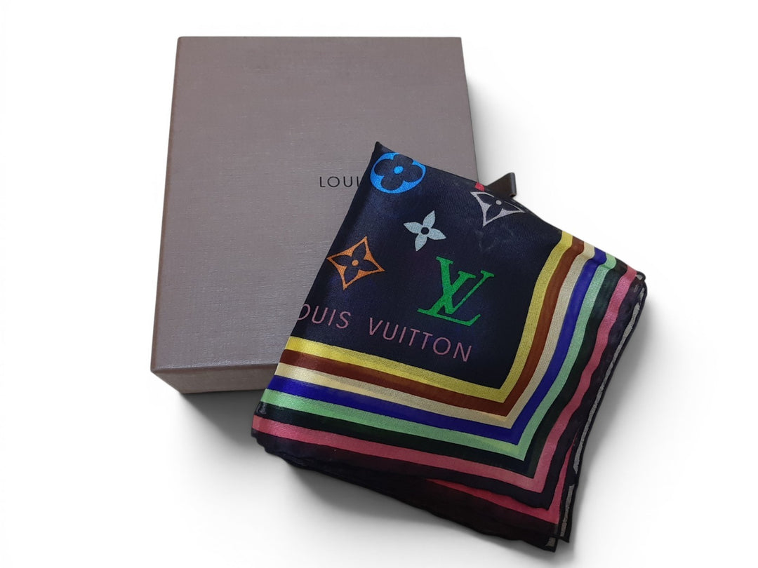 Louis Vuitton Multicolor Scarf Monogram Black Takashi Murakami Box0