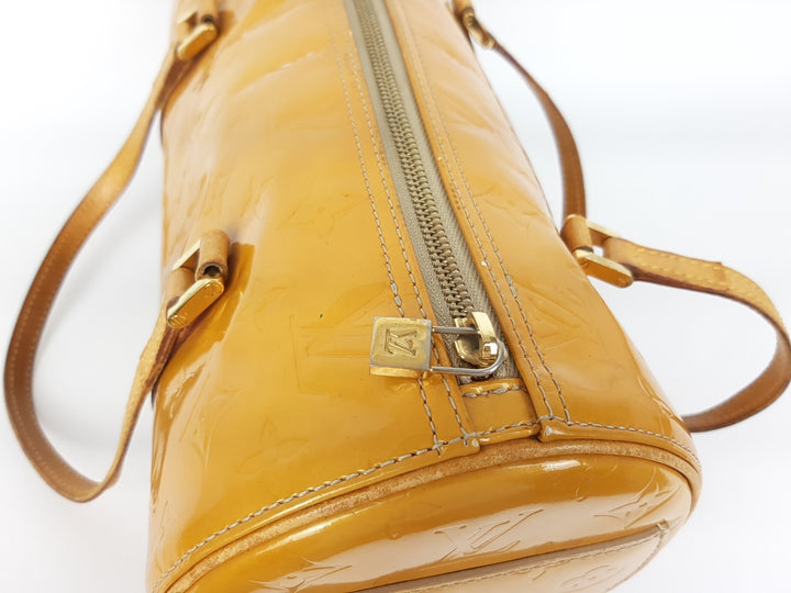 Louis Vuitton Vernis Bedford Hand Bag M91006 Monogram Yellow TH09586