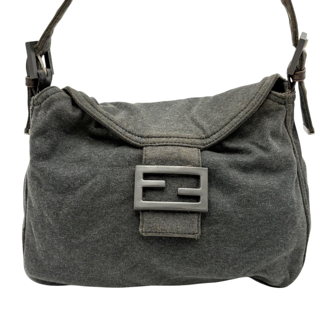 FENDI Zucca Mamma Baguette Shoulder Hand Bag Canvas Leather Gray1