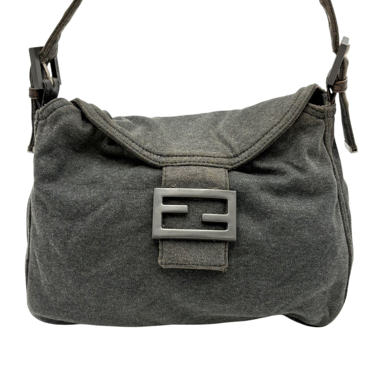 FENDI Zucca Mamma Baguette Shoulder Hand Bag Canvas Leather Gray1