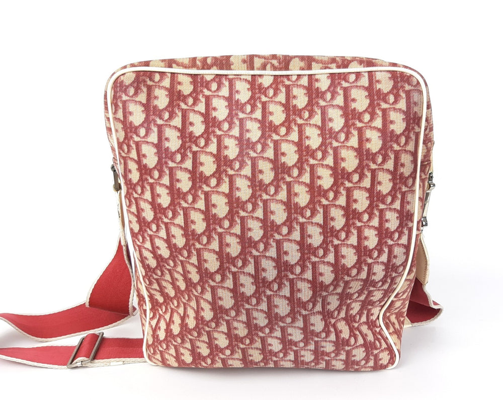 Christian Dior Trotter Canvas Pouch Shoulder Bag Red White No 1 Long Strap1