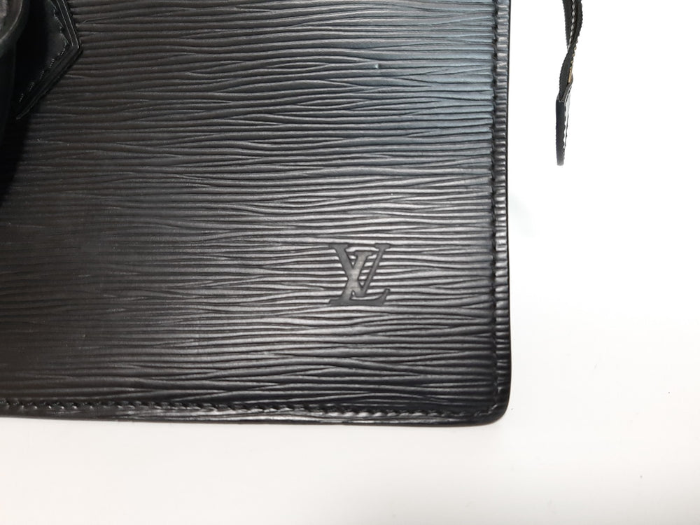Louis Vuitton Sac Triangle Epi Handbag M52092 Black Gold Hardware MI09921