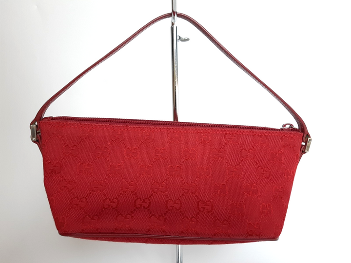 Gucci Bag Accessory Pouch Purse GG Canvas Red Silver Hardware3