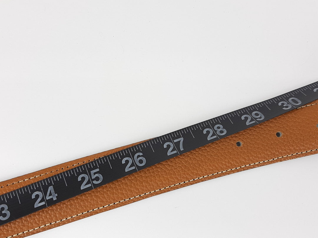 HERMES Constance H Buckle Belt Reversible Leather Orange Black Silver Size 759