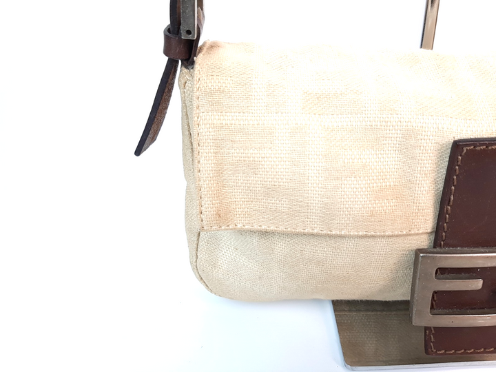 FENDI Zucca Mamma Baguette One Shoulder Hand Bag Black Canvas Leather2