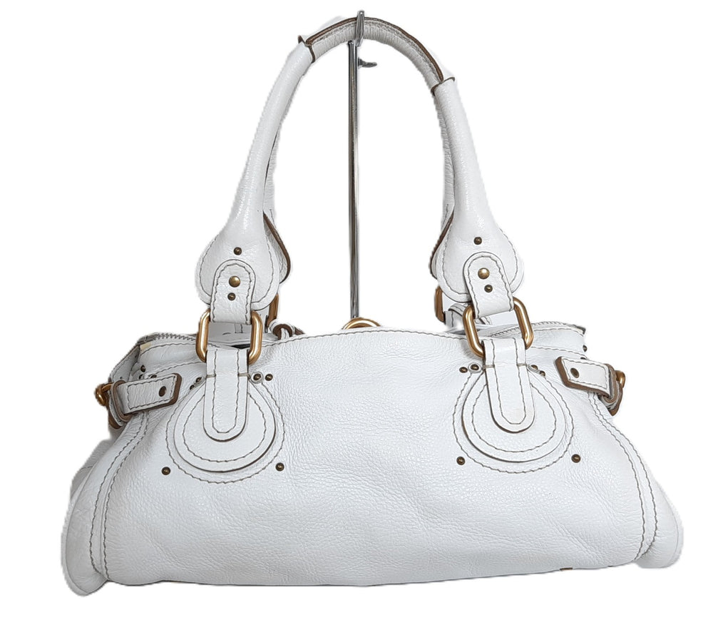Chloe Paddington White Glod Padlock Key Women's Hand Shoulder Bag1
