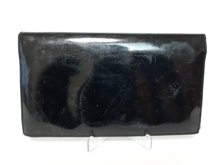 Chanel Patent Leather Long Wallet Black CC Logo Silver3