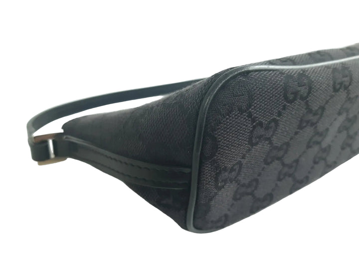 Gucci Bag Accessory Pouch Purse GG Canvas Black Silver Hardware5