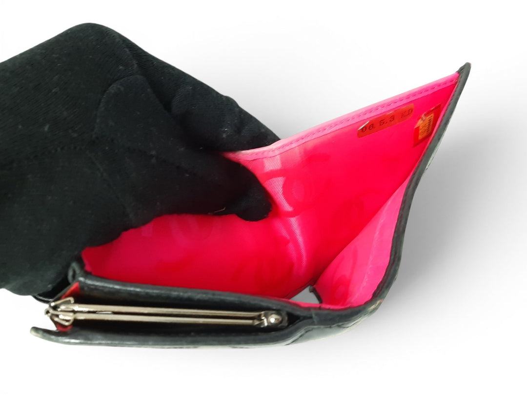 CHANEL Cambon Folding Lambskin Black x White Pink Silver Hardware7