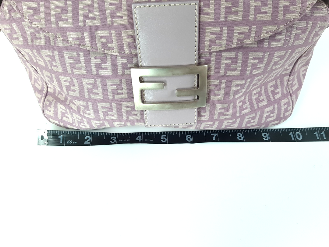 FENDI Zucca Mamma Baguette Shoulder Hand Bag Canvas Leather Pink Dust Bag19