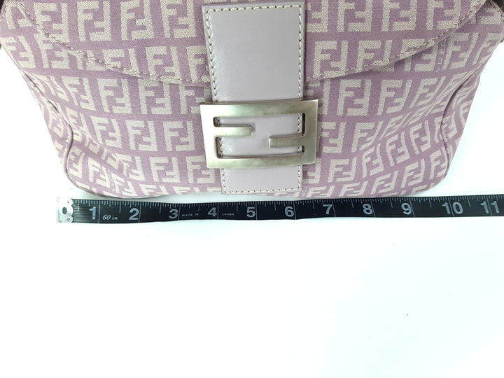FENDI Zucca Mamma Baguette Shoulder Hand Bag Canvas Leather Pink Dust Bag19