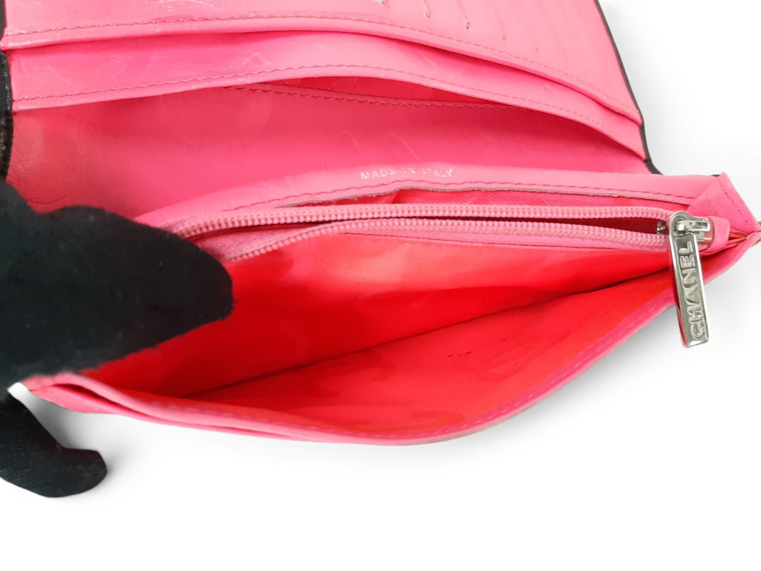 CHANEL Cambon Long Wallet Lambskin White x Black Pink Guarantee Box11