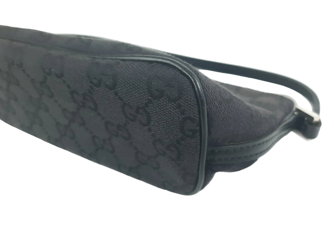 Gucci Bag Accessory Pouch Purse GG Canvas Black Silver Hardware6